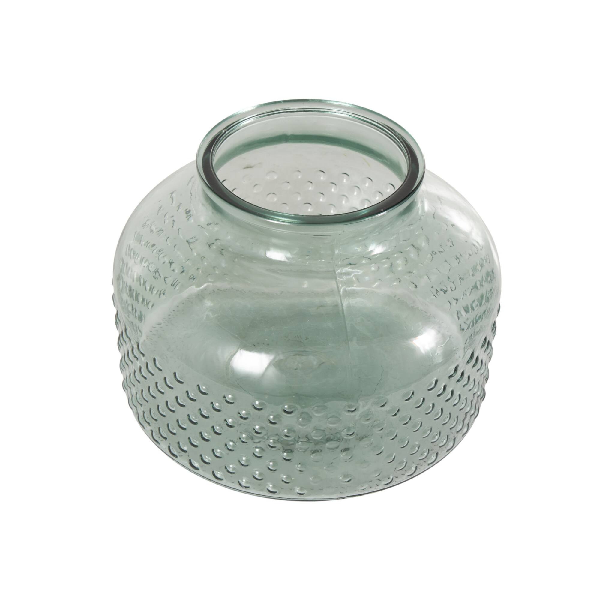 12.25" Green Glass Wide Spotted Decorative Vase